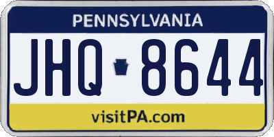 PA license plate JHQ8644