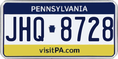 PA license plate JHQ8728