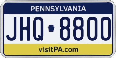 PA license plate JHQ8800