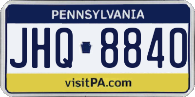 PA license plate JHQ8840