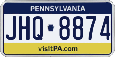 PA license plate JHQ8874