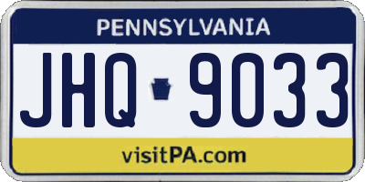 PA license plate JHQ9033