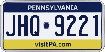 PA license plate JHQ9221