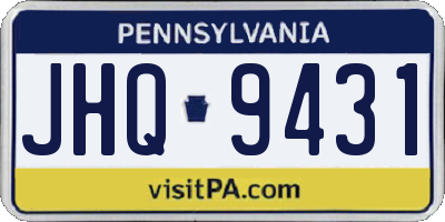 PA license plate JHQ9431
