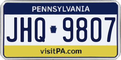 PA license plate JHQ9807