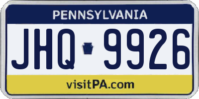 PA license plate JHQ9926