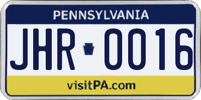 PA license plate JHR0016