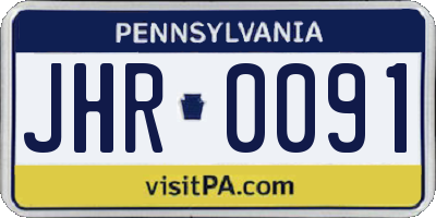 PA license plate JHR0091