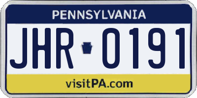 PA license plate JHR0191