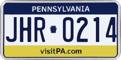 PA license plate JHR0214