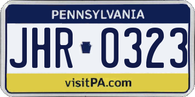 PA license plate JHR0323