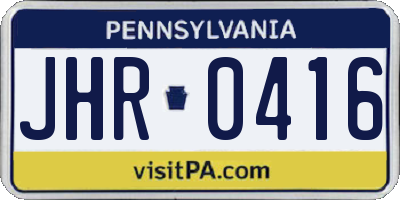 PA license plate JHR0416