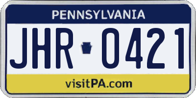 PA license plate JHR0421