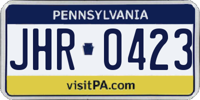 PA license plate JHR0423