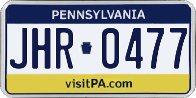 PA license plate JHR0477