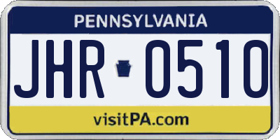 PA license plate JHR0510