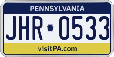 PA license plate JHR0533