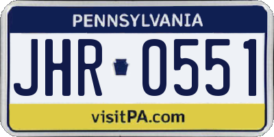 PA license plate JHR0551