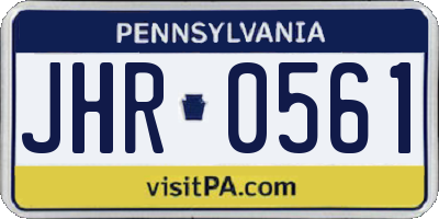 PA license plate JHR0561