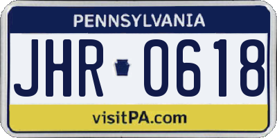 PA license plate JHR0618