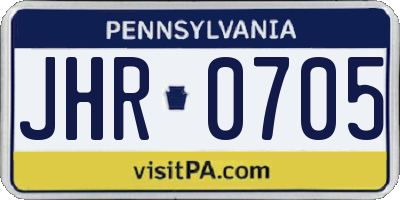 PA license plate JHR0705