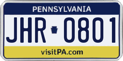 PA license plate JHR0801