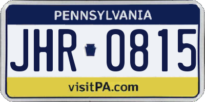 PA license plate JHR0815