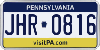 PA license plate JHR0816