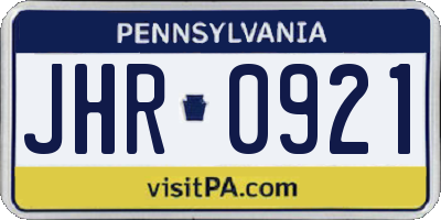 PA license plate JHR0921