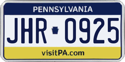 PA license plate JHR0925