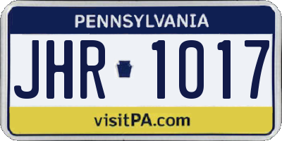 PA license plate JHR1017
