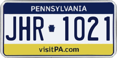 PA license plate JHR1021