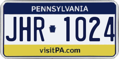 PA license plate JHR1024