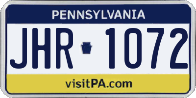 PA license plate JHR1072