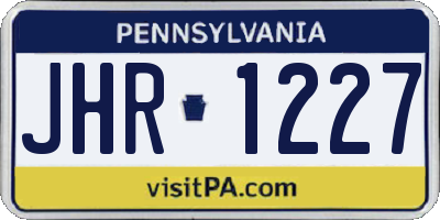 PA license plate JHR1227