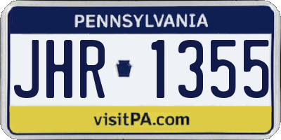 PA license plate JHR1355