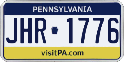 PA license plate JHR1776