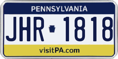 PA license plate JHR1818