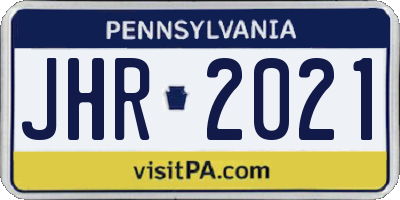 PA license plate JHR2021