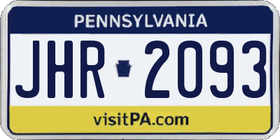 PA license plate JHR2093
