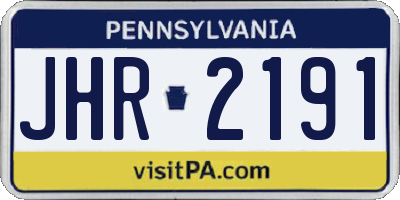 PA license plate JHR2191