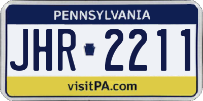 PA license plate JHR2211