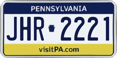 PA license plate JHR2221