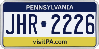 PA license plate JHR2226