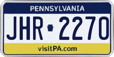 PA license plate JHR2270