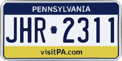 PA license plate JHR2311