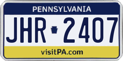 PA license plate JHR2407