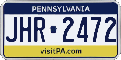PA license plate JHR2472
