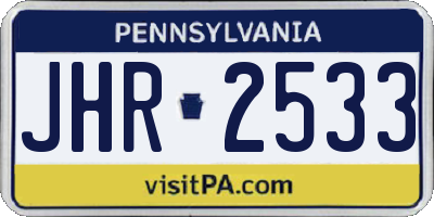 PA license plate JHR2533