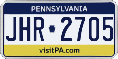 PA license plate JHR2705